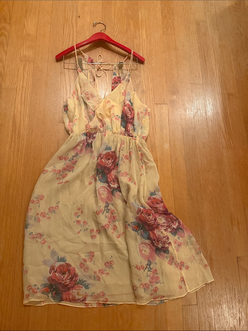 Meadow Rue Cream Midi Dress with Pink Floral Print